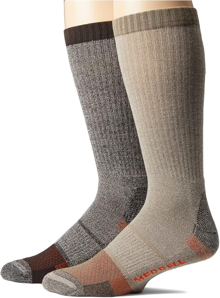 Merrell Men's and Women's Performance Safety Toe Crew Socks 2Pair Pack CoolMax Moisture Management and Blister Prevention