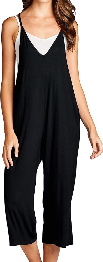 Loving People Loose Fit Jumpsuits for Women Casual Capri Jumpsuit Jumpers Rompers Sleeveless with Pockets Maternity Clothes