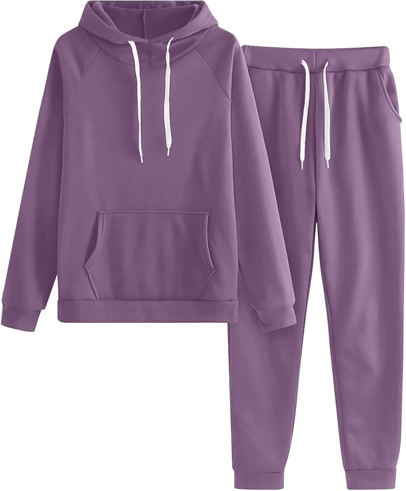 Sweatsuits for Women Two Piece Fall Outfits Unisex Workout Lounge Sets Long Sleeve Hooded Jogger Pants Matching Set Plus Size Jogger Set for Women 2X Skirt Sets for Women Clothing