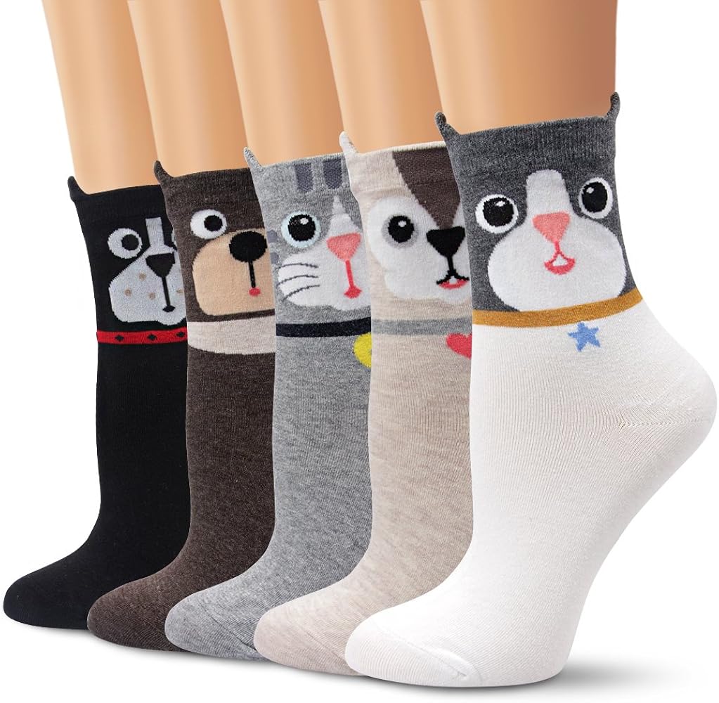 Colorful Cute Animal Design Patterned Women's Casual Cotton Socks