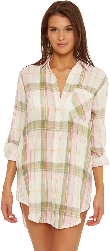 ISABELLA ROSE Women's Sundays Boyfriend Shirt Dress-Swimwear Cover Ups