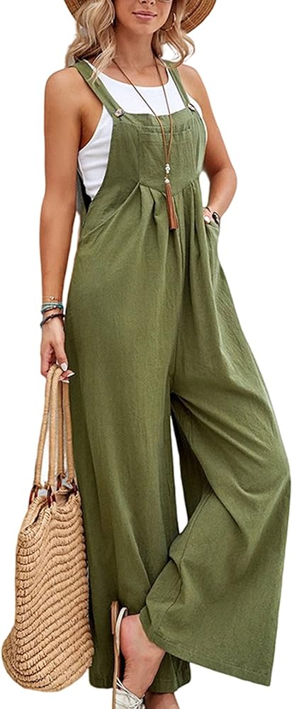 Wide Leg Jumpsuit for Women Spring Summer Casual Loose Bib Overalls Palazzo Pants Rompers Jumpsuits