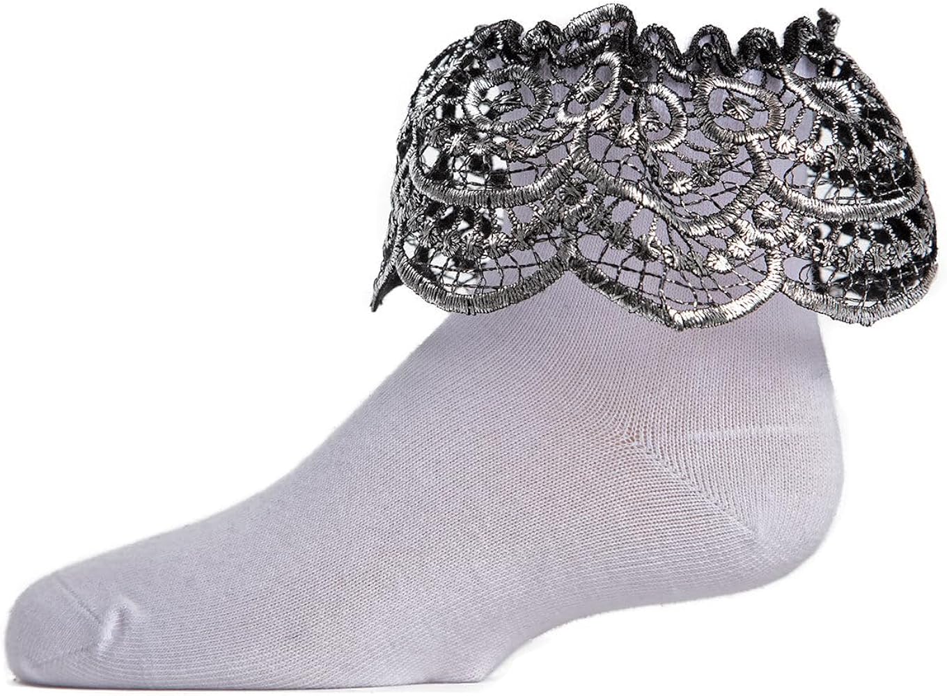 MeMoi Metallic Scalloped Anklet Socks