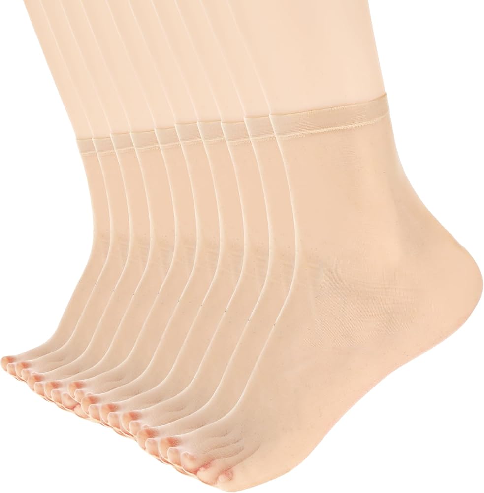 10 Pairs Ankle Sheer Socks Nylon Pop Socks Silky Breathable Hosier Transparent Short Dress Stockings for Women and Girls