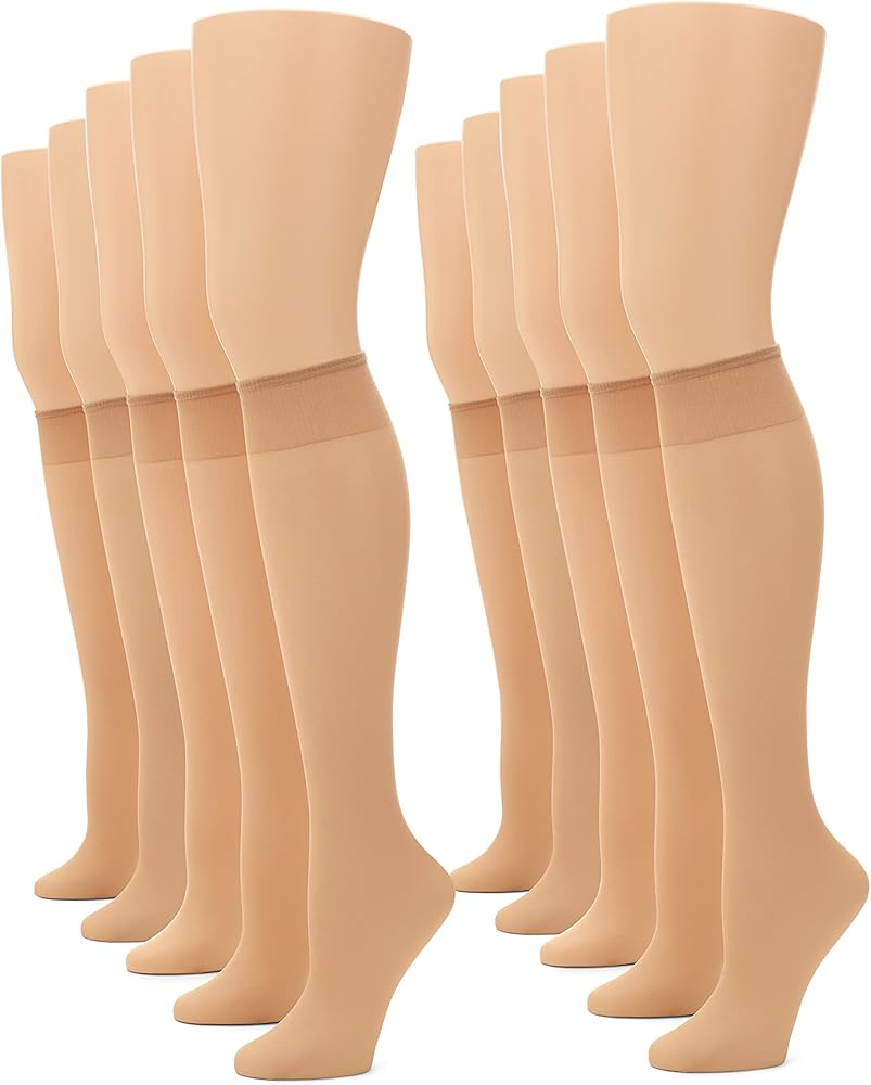 No nonsense Women's Sheer Knee High Value Pack with Comfort Top