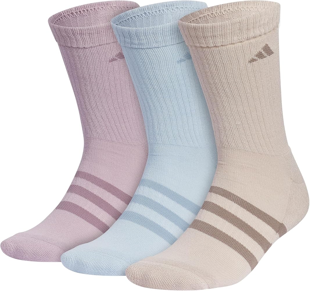 adidas Women's Adaptive Crew Socks (3-Pairs) with Durable Reinforced Cuff for Easy Self-Dressing