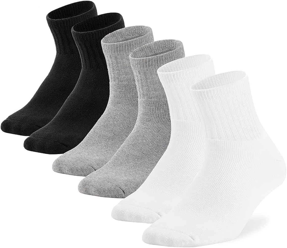 Womens Ankle Socks Full Cushioned Cotton Socks 6 Pairs Anti-blister Quarter Athletic Socks 7-10/10-13