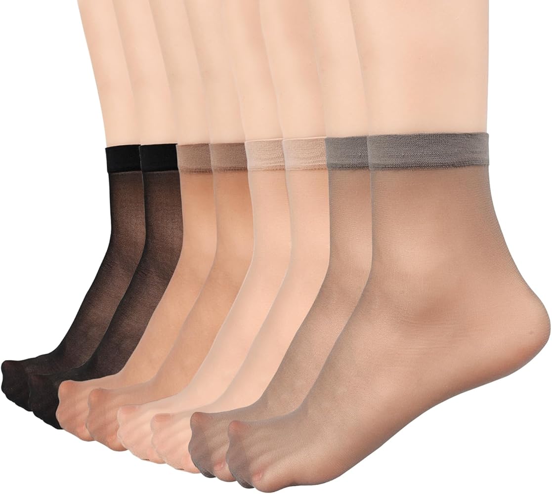 Mcool Mary 12 Pairs Womens Sheer Ankle Socks Nude Stocking Summer Ultra Thin Cool See Through Silk Socks for Women