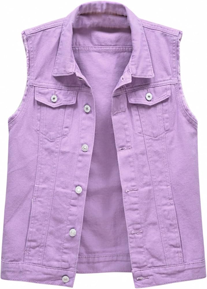 Jean Vest Top for Women 2024 Trendy Plus Size Denim Jacket Casual Classic Button Down Sleeveless Cropped Jacket Coats