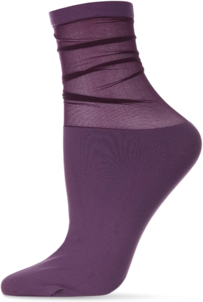 MeMoi Women's Sheer Top Nylon Ankle Socks