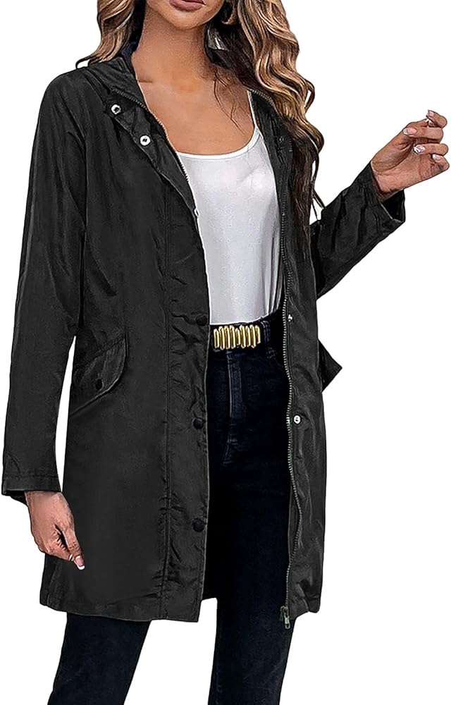 Trench Coat Women Fall Jackets Women's Double Breasted Long Trench Coat Windproof Classic Lapel Slim Overcoat with Belt