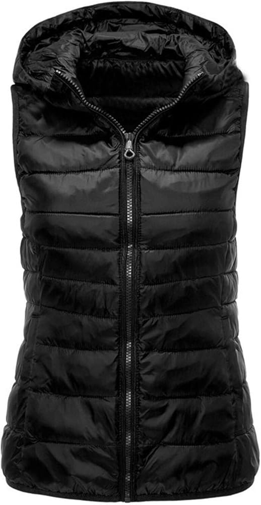 Women's Winter Down Vest Lightweight Packable Puffer Vest Warm Down Jackets Plus Size Fashion Waistcoat with Hood