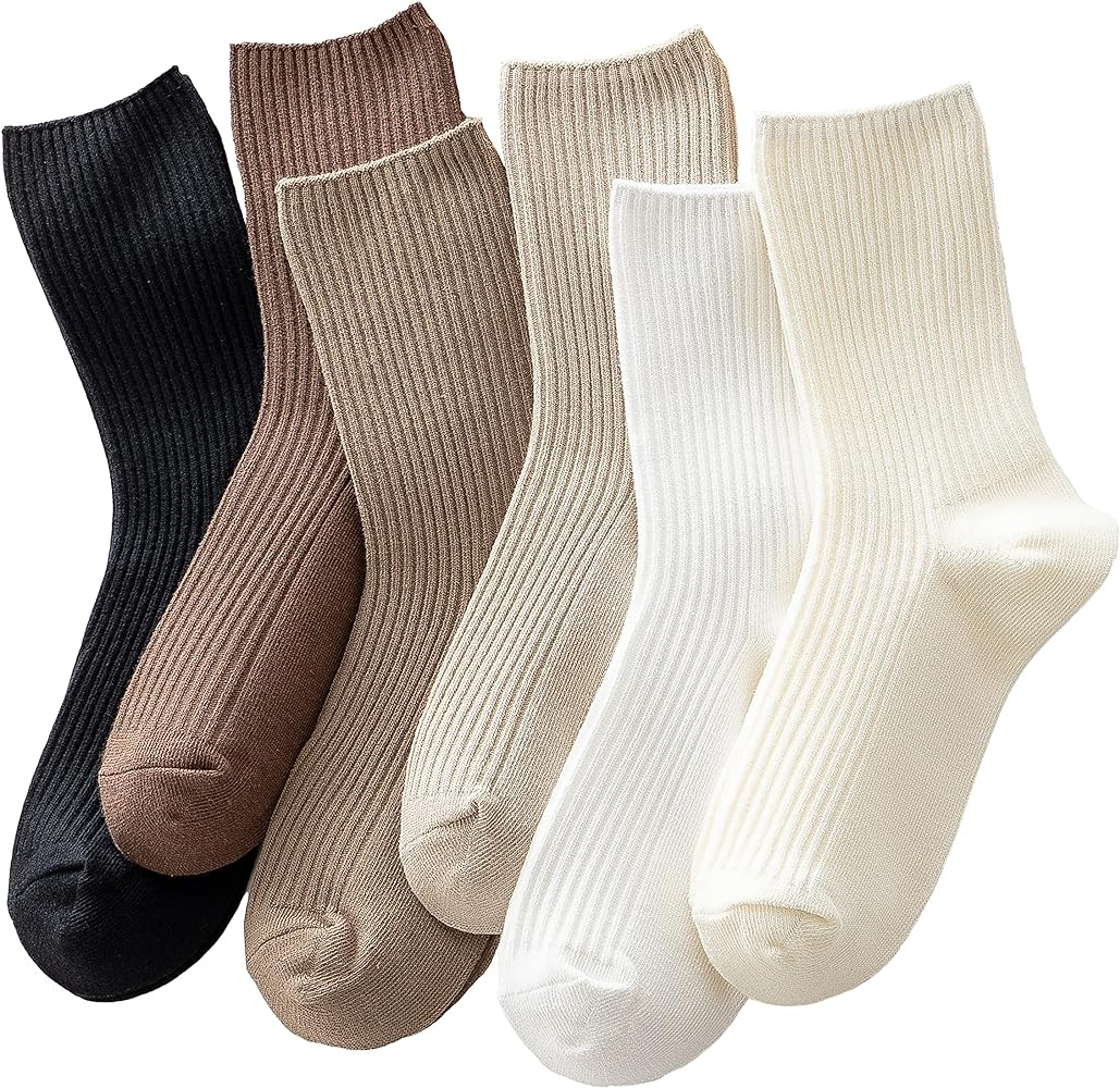 Womens Cute Crew Socks Casual Athletic Aesthetic Socks Neutral Cotton Socks for Women Granola Girls Clothes