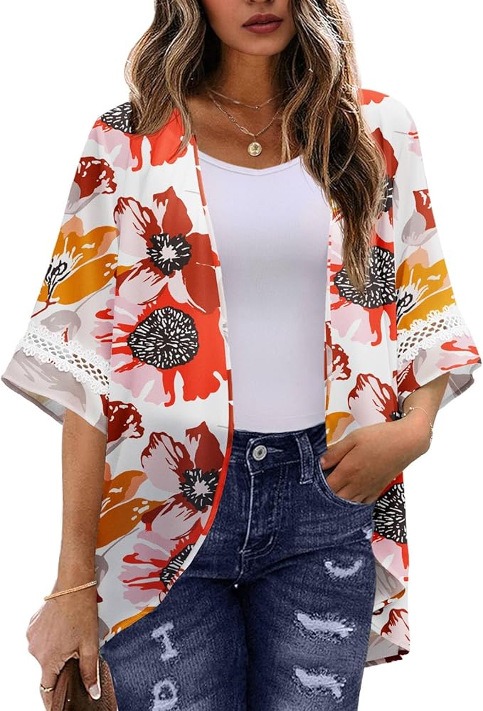 Womens Kimono Beach Cover Up Chiffon Cardigan Tops Loose Capes