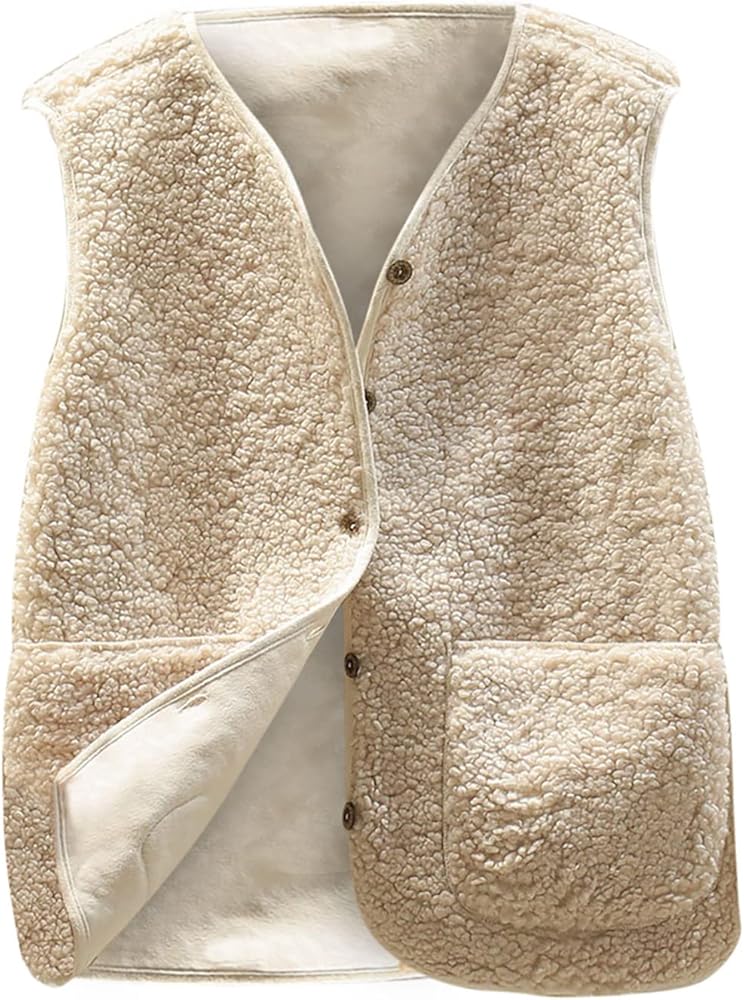 Sherpa Vest For Women Cute Oversized Sleeveless Fuzzy Fleece Jacket Fashion 2023 Shearling Vest Coat With Pockets