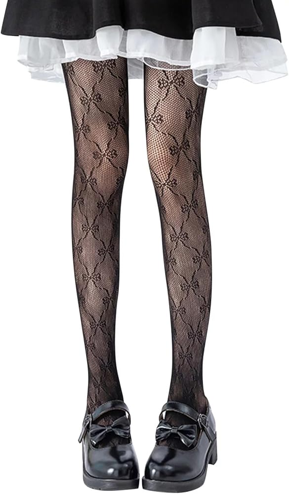 Thigh High Lace Socks Lace Knee High Socks for Women Knee High Lace Socks Patterned Ruffled Knee Long Stock (Butterfly Pattern, Tight Pants)