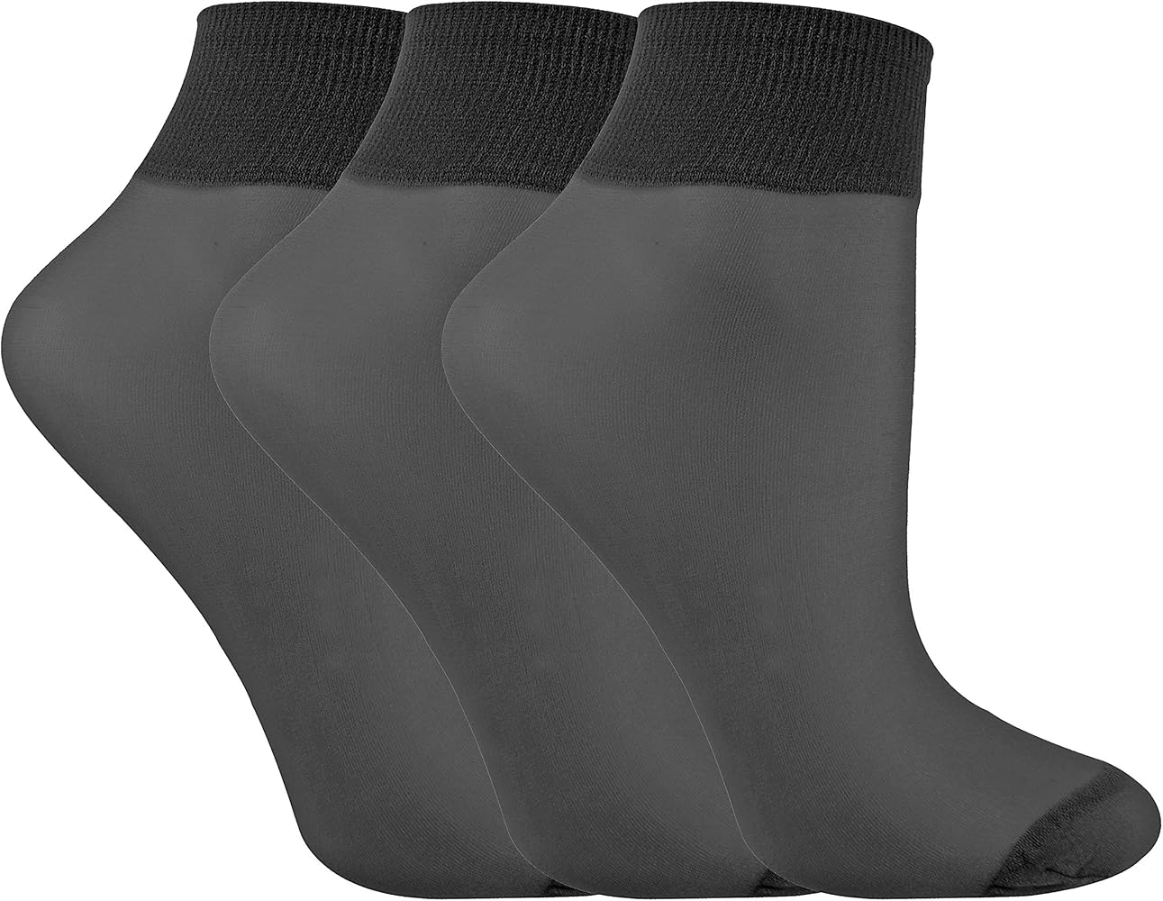 LIVIA - 3 Pack Womens 15 Denier Nylon Hosiery Pantyhose Ankle High Sheer Socks