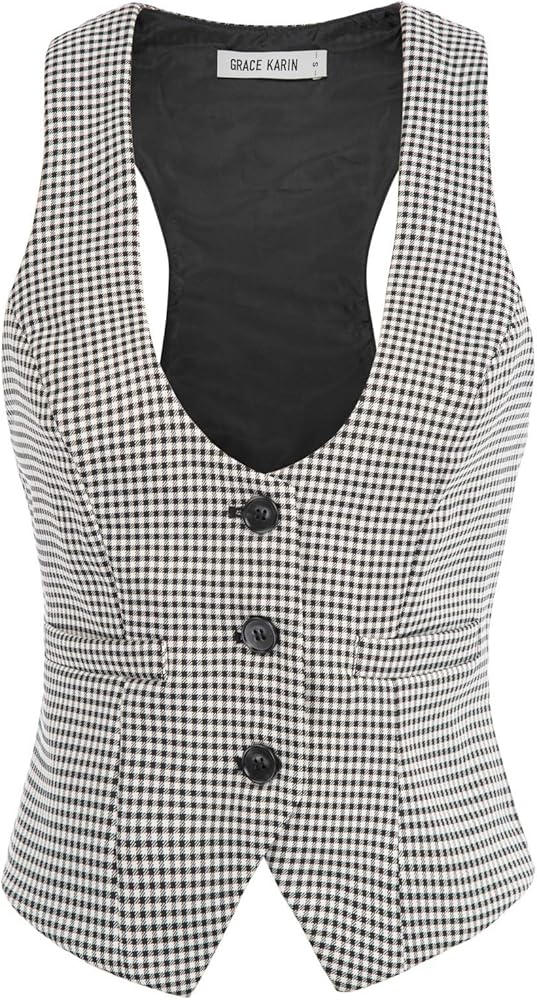 GRACE KARIN Womens Waistcoat Vest Vintage Steampunk Dress Racerback Jacquard Jacket