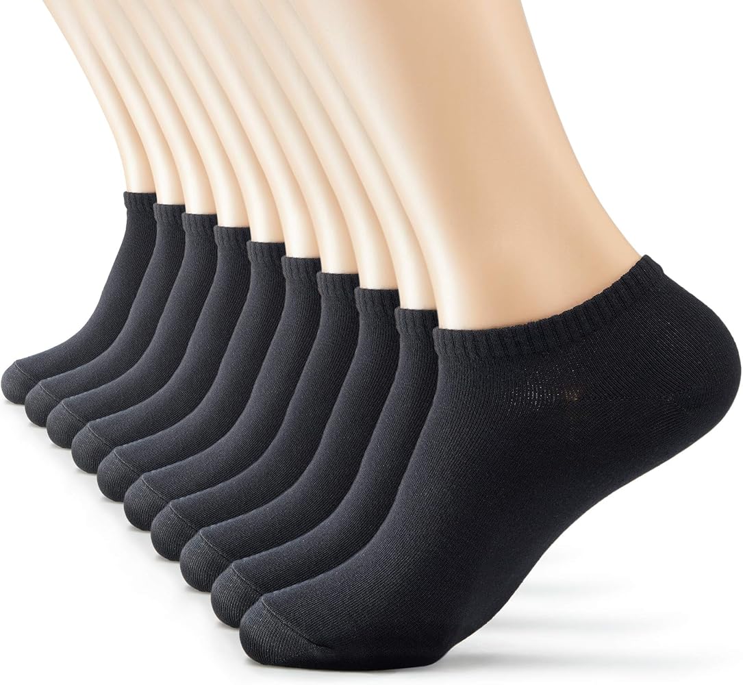 MONFOOT Women's and Men's 10 Pairs Thin Eco Friendly Low Cut Ankle Socks, multipack