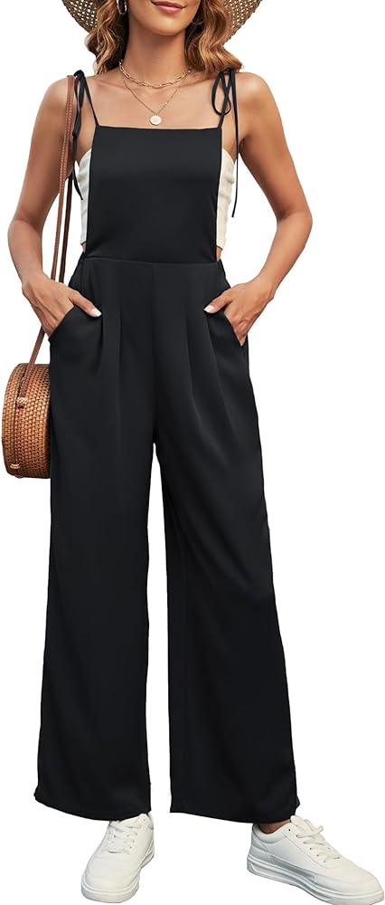 Tournesol Women's Overalls Casual Jumpsuits Loose Fit Jumpers Wide Leg Rompers With Pockets Spaghetti Straps