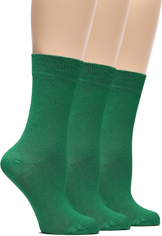 Hugh Ugoli Womens Bamboo Dress Socks, Thin Soft Crew Socks for Business &Trouser & Casual & Non-Binding, 3-6 Pairs