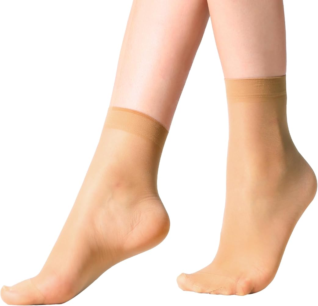 12 Pairs Sheer Ankle High Socks Nylon Reinfored Toe Pantyhose Socks for Women