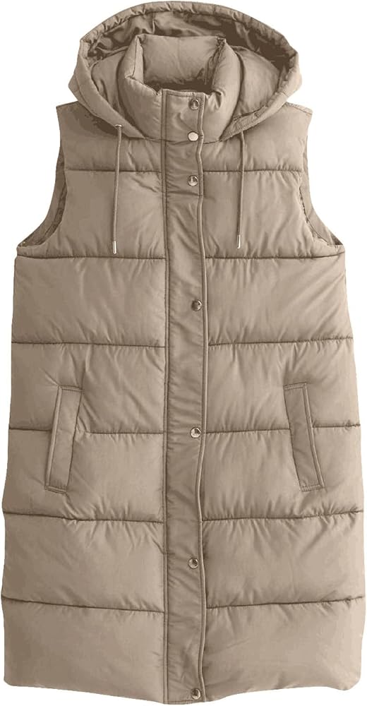 My Orders Puffer Vest Women 2024 Trendy Sleeveless Winter Coats Womens Fashion Zip Up Hoodie Plus Size Tops Lightweight Casual Cardigan Long Coats Sales Today Clearance Outwear(1b-Beige,XX-Large)