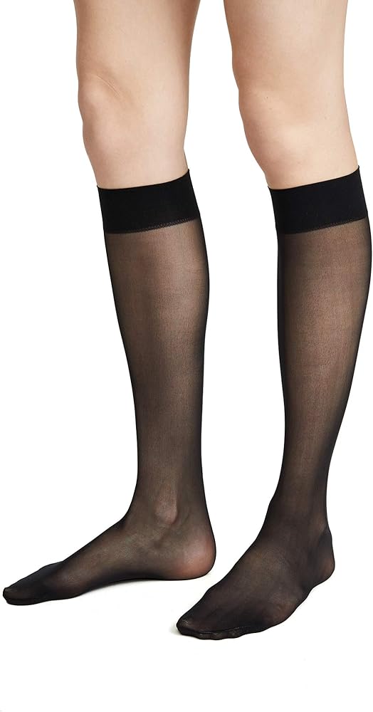 Wolford Individual 10 Denier Knee-Highs Transparent For Women Sheer With Exceptional Smooth Soft Stretchable Comfort Band.