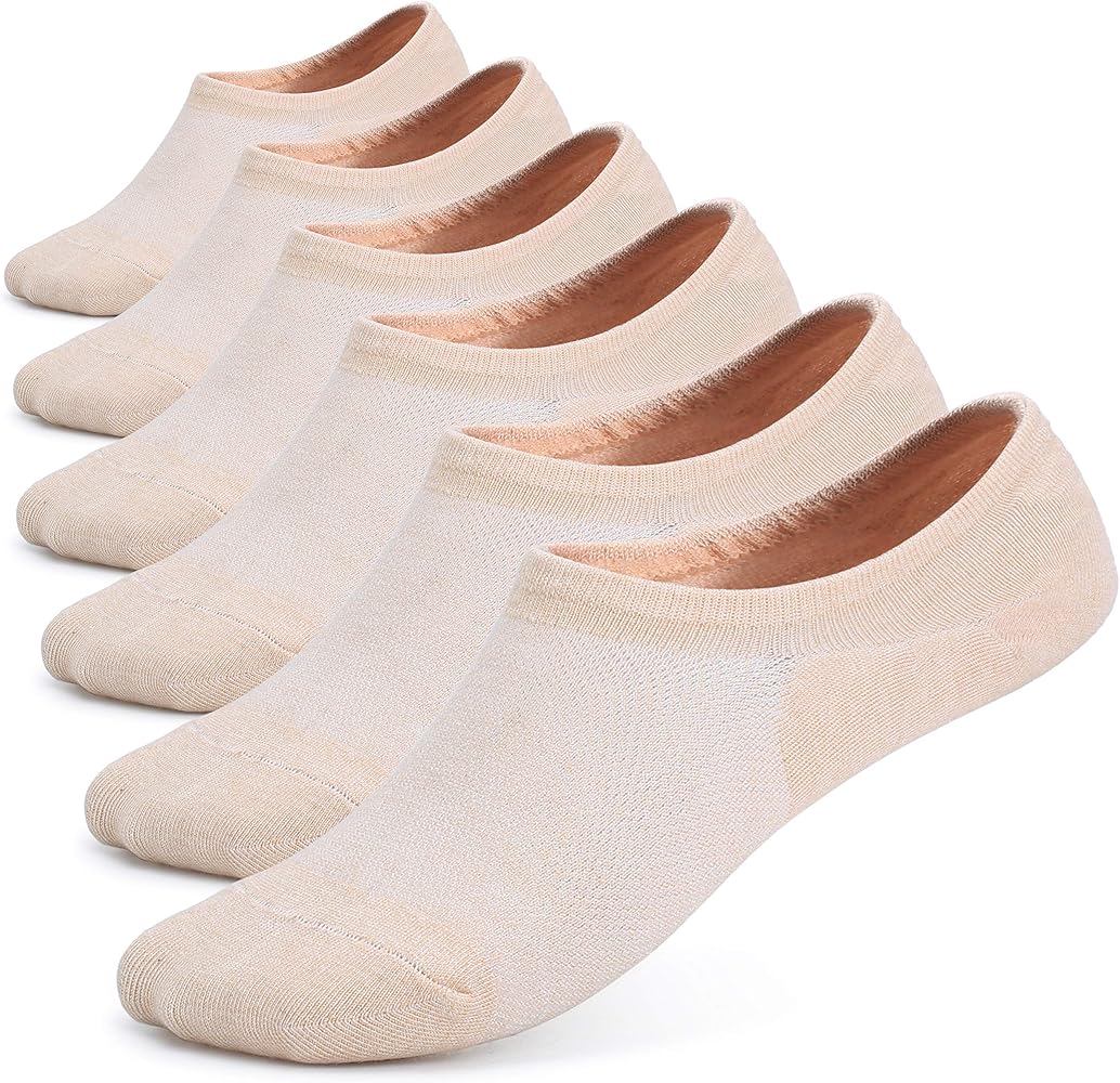 Leotruny Women’s 6 Pairs Bamboo Mesh Design Low Cut Non Slip No Show Socks