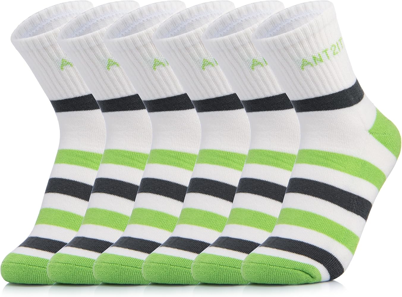 WoMen Quarter Crew Cotton Stripe Athletic Running Cushion Socks