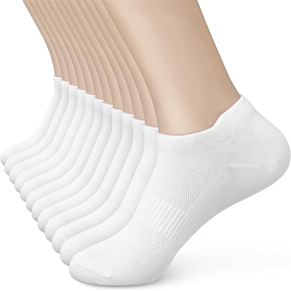 Women's Ankle Cotton Socks - Low Cut Athletic Running Soft Thin No Show White Socks With Tab 6 Pairs