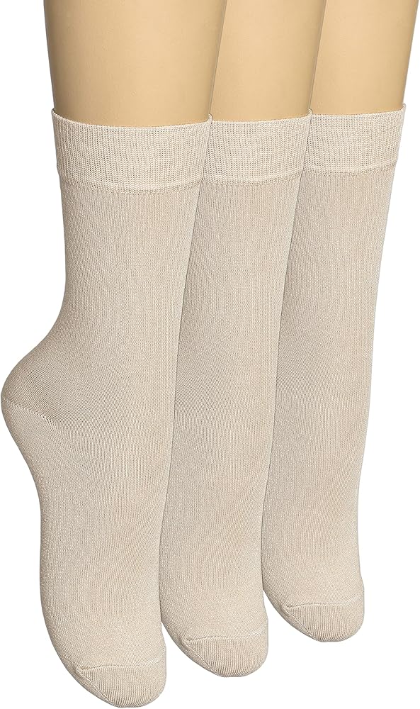 Women's Thin Rayon Dress Socks - Casual Color Crew Socks, Comfort Seam