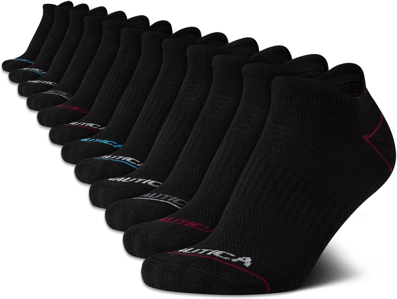 Nautica Women's Athletic Socks - 12 Pack Anti Blister Low Cut Tab Cushioned Ankle Socks - Arch Support Socks for Women (4-10)