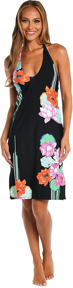 Sunshine 79 Women's Standard Midi Dress Swimsuit Cover Up, Black//Mystic Lotus, M