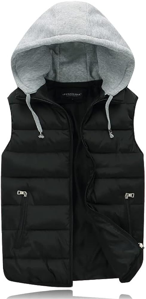 Gihuo Women's Puffer Vest Zip Up Quilted Padded Winter Sleeveless Hooded Vest Gilet Warm Jacket Outerwear Vest