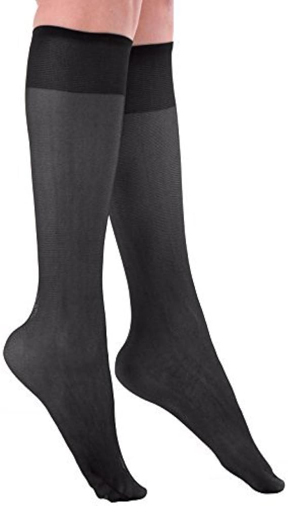 Women's Plus Size Queen Sheer Support Knee High Stockings 3-Pack