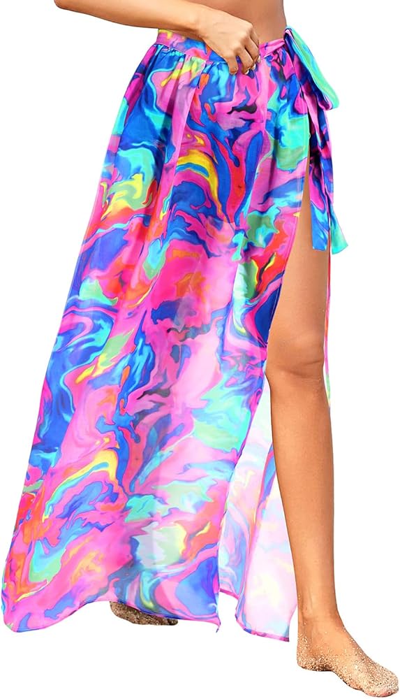 Holipick Long Sarong Beach Cover Up for Women Bathing Suit Wrap Skirt Swimsuit Cover Ups Swimwear