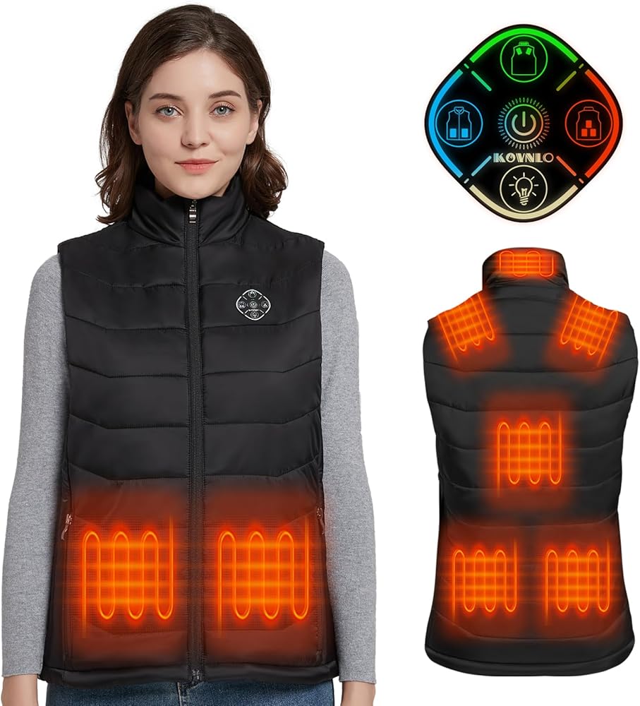 Womens Heated Vest, 4 in 1 Smart Controller, Lights-out Design, Lightweight Heating Vest (Battery Pack Not Included)