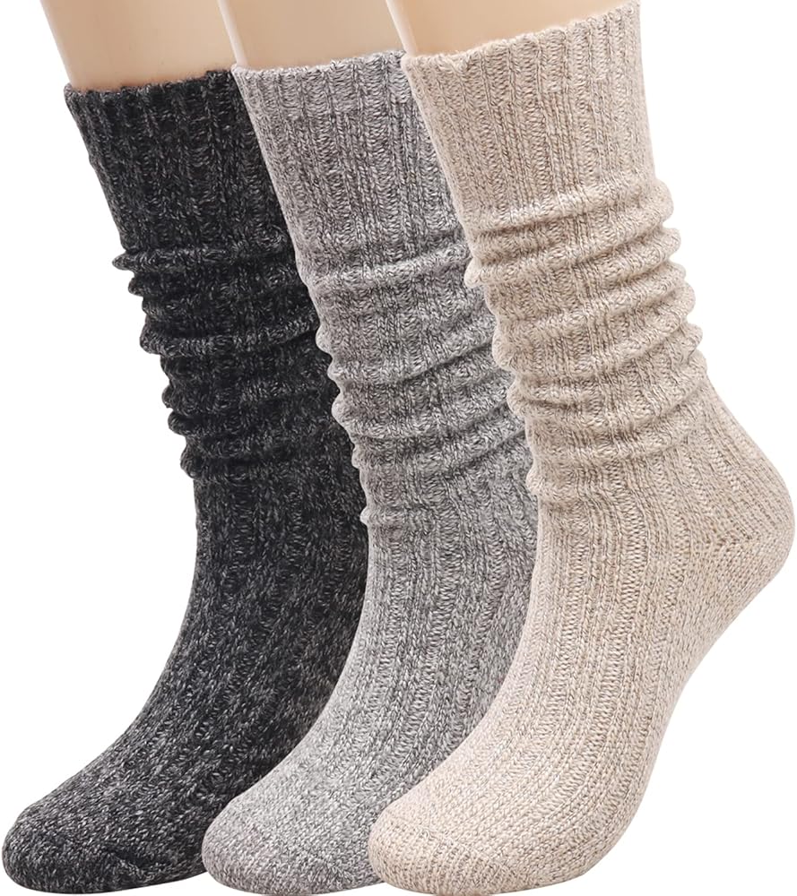 ANCHOVY Women's Socks Thermal Winter Wool Casual Crew Socks Thick Knit Warm Cozy Cotton Boots Socks Gifts,Size5-9,#C1017