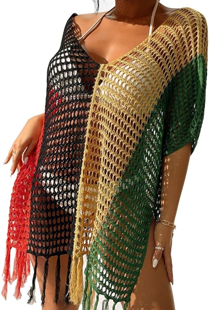 Beach Cover Up for Women Crochet Bikini Cover Ups Beach Pool Swimwear Crochet Dress