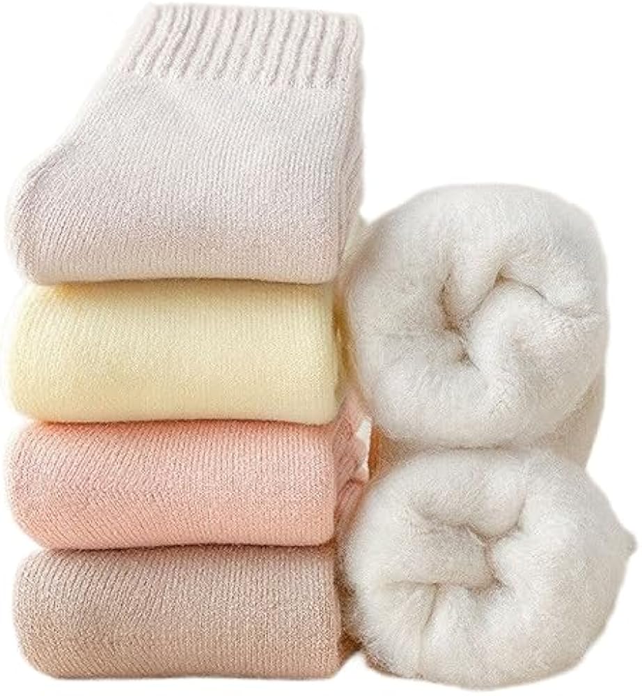 3 Pairs of Wool Socks, Women's Winter Fleece Socks, Thickened Warm Tube Autumn and Winter Super Thick Stockings