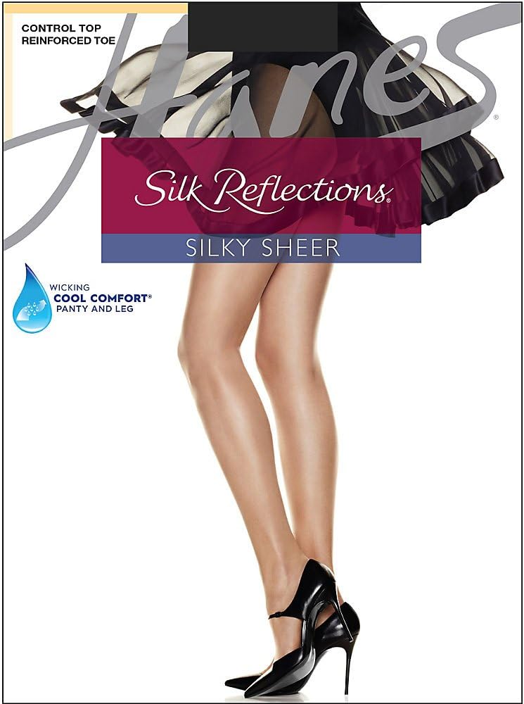 Hanes womens Silk Reflections Control Top Pantyhose Reinforced Toe 718 - Multiple Packs Available