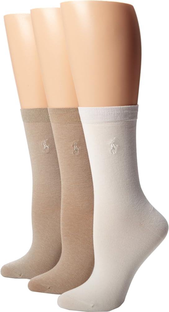 Ralph Lauren Women's RL Sport Trouser Sock - 3 Pair Pack 7125 O/S Oatmeal Asst