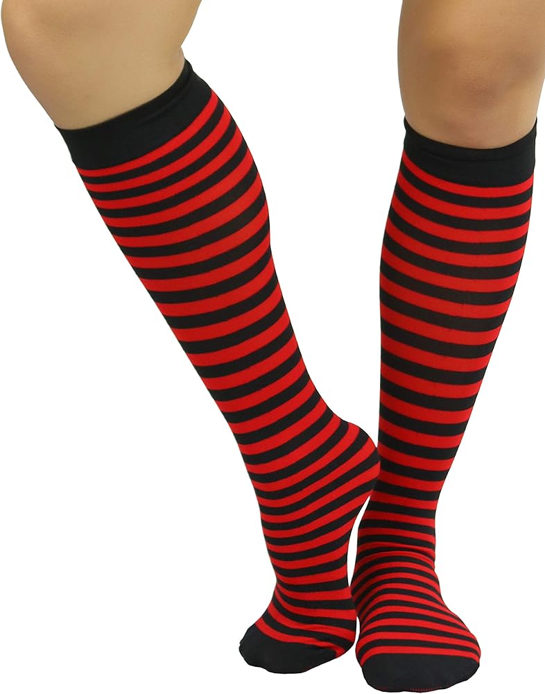 ToBeInStyle Women's Opaque Striped Knee High Warm Nylon Stockings Hosiery