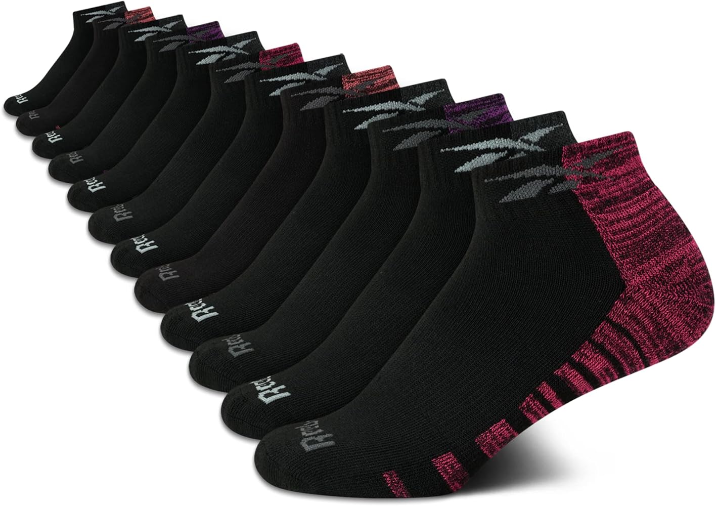 Reebok Women's Socks - 12 Pack Quarter Cut Performance Arch Support Ankle Socks - Athletic Socks for Women (Sizes: 4-10)