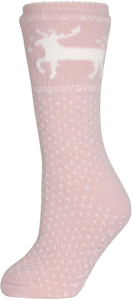 MeMoi Women's Pretty Prancer Polka Dot Plush Lined Slipper Socks