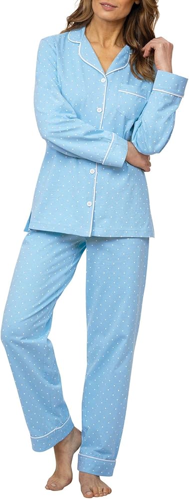 PajamaGram Pajama Set For Women - Pajamas Women Jersey Boyfriend, 100% Cotton