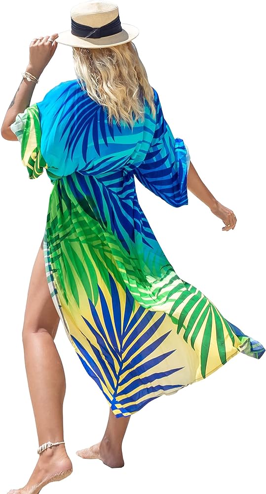 Bsubseach Kimono Swimsuit Cover Ups for Women Colorful Swimwear Coverups Cardigan Long Beach Coverup