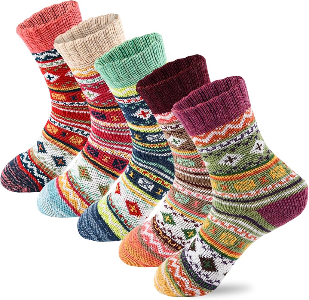 MORECOO Womens Winter Socks - Gift for Women - Thick Wool Socks Soft Warm Casual - Women Socks Gift Socks 5 Pairs