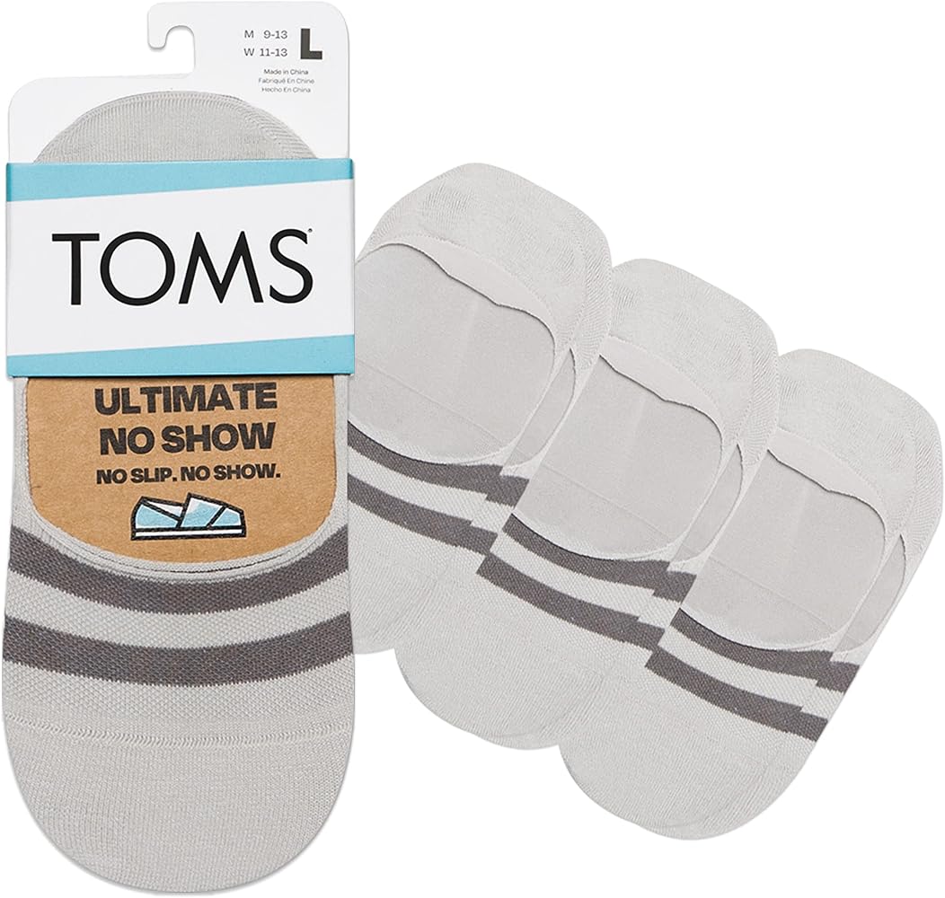 TOMS Ultimate No Show Socks, Non-Slip, Low Cut, Invisible, Single Pair